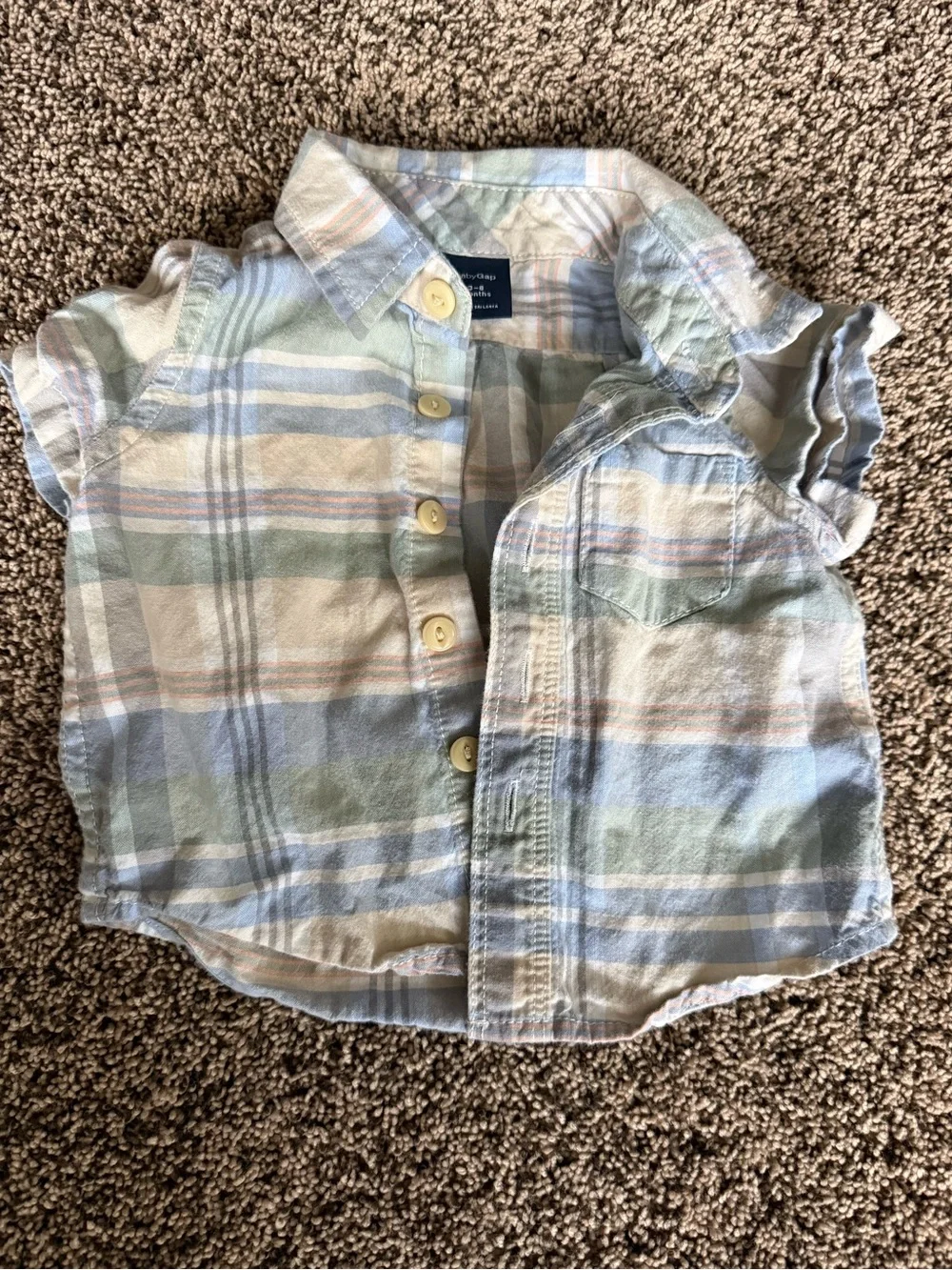 Baby boys gap 3-6 month Plaid Button-Front Shirt - Pastel Multi